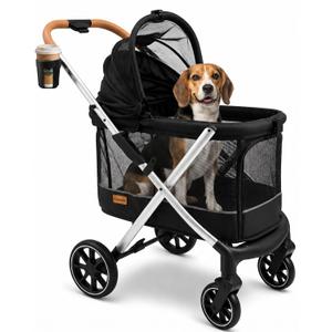 Dog Stroller for Medium and Small Dogs, Lightweight Aluminum, Up to 66 lbs