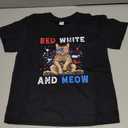4th of July Toddler Baby Boys Girls T-Shirt Kids Red White and Meow Cat Independence Day Top(2-3T, Black Meow Cat)