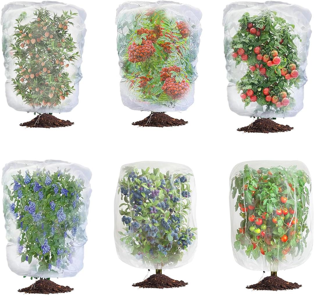 afzdby Garden Mesh Netting with Drawstring,Plants Cover Protection from Anti Birds,Bugs,Cicadas,and Insects-Pest Barrier Bag for Blueberry Bushes,Citrus,Tomatoes,Vegetables,Fruit Tree and Orange