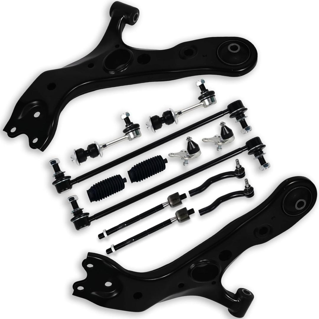14PCS Front Upper Lower Control Arm Stabilizer Sway Bar End Link Inner Outer Tie Rod End Link for Toyota 2006 2007 2008 2009 2010 2011 2012 2013 2014-18 RAV4, K750043 K750257 K620587 K620586
