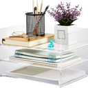 Yulejo 3 Tier Acrylic Desk Organizers and Accessories, 12.4 x 8.74 x 2.68 Inch Clear Paper File Organizer Tray for Office Workspace Organization Stackable Document