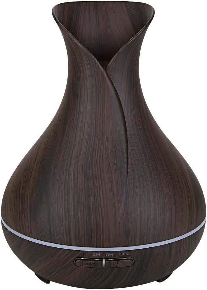 Aroma Essential Oil Diffuser LED Light Ultrasonic Aromatherapy Humidifier 400ml for Home Office Bedroom Yoga Spa - Wood Grain