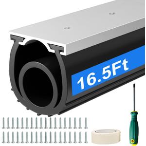 alophoty 16.5 FT Garage Door Seal Bottom Kit - Heavy Duty EPDM Rubber U+O Ring Weather Stripping with Pre-drilled Aluminum Track, Universal Replacement Stops Rain, Drafts & Pests, Easy to Install