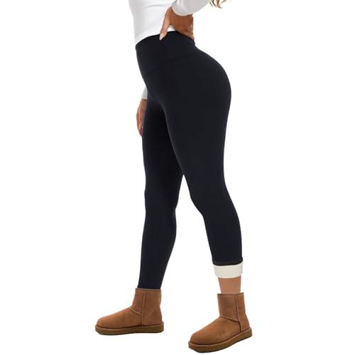 GAYHAY Fleece Lined Leggings for Women – Thick Winter Warm Thermal High Waisted Tummy Control Workout Yoga PantsM
