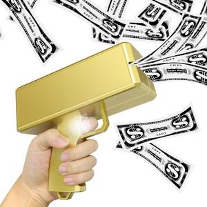 Alagoo Super Money Guns Paper Playing Spary Money Toy Make it Rain Toy , Handheld Cash Toy Fake Bill Dispenser Money Shooter Toy(Metallic Gold)