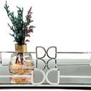 Decorative Tray, Bright Silver, Modern Premium Feeling Perfume Tray, Luxury Rust-Proof Glass Tray for Bathroom, Dresser, Bedroom (Bright Silver 11.77.92in)