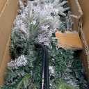 Nearly Natural 3 ft. Flocked Manchester Spruce Artificial Christmas Tree with 50 Lights & 133 Bendable Branches