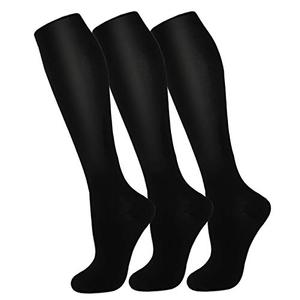 3 Pack Compression Socks For Women Men Knee High Socks 15-20mmHg compression socks for flying nylon knee thin hosiery men 9-11 ideas holiday apparel, L/XL