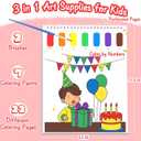 2 x Paint with Water Coloring Books for Toddlers, Watercolor Painting Book and Drawing Art Paper for Kids Ages 3 4 5 6 7 8 Years Old, Happy Birthday Art Craft for Drawing with Brush