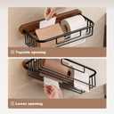 Bathroom Shelves,Toilet Paper Holder Wall Mount,Walnut Wooden & Aluminum Shelf Organizer Rack, Large Capacity No-Drill Rack Storage