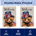 2 x Welcome 4th of July Bear Patriotic Garden Flag, America USA Stars Dark Blue Yard Lawn Outside Decor, Memorial Day Independence Day Outdoor Home Decoration Double Sided 12 x 18 inch
