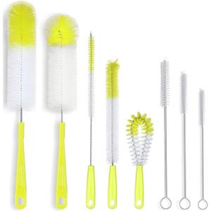 ALINK 8-Pack Bottle Cleaning Brush Set - Long Bottle Cleaner for Washing Beer/Wine Narrow Neck Bottles, Hummingbird Feeder, Sport Well, Plus Kettle Cleaner, Straw Brush