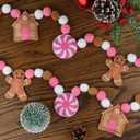 Christmas Decorations Felt Pompom Banner Cute 3D Gingerbread Candy House Felt Ball Pre-Assembled Hanging Banner Xmas Garland for Doorways, Mantle, Wall, Party Supplies