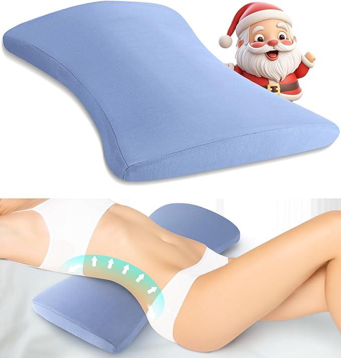 Support Pillow for Bed Relief Back Pain: Lower Back Pillow for Sleeping - Memory Foam Waist Pillow - Back Wedge Bolster Pillow for Side, Back&Stomach Sleepers - Bed Rest Pillow for Car, Sofa