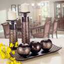 Creative Scents Dublin Brown Tray and Ball Set - Living Room, Entry Table Decor Centerpiece Table Decorations - Decorative Tray for Dining Room, Accent Decor Bowl for House Decoration