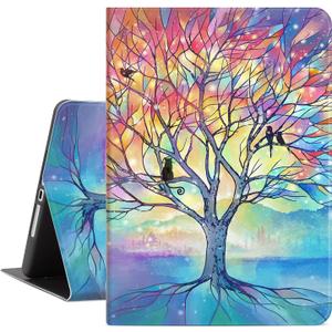 Lokigo Case for iPad 9th/8th/7th Generation (2021/2020/2019) 10.2 Inch, Protective iPad 10.2 Case Soft TPU Back Cover for iPad Cover 9th Generation, Adjustable Multi Viewing Stand, Life Tree