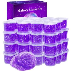 24 Pack Galaxy Star Slime,Party Favor for Kids Girls & Boys,Non Sticky, Stress & Anxiety Relief, Super Soft Sludge Toy