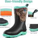 Trudave Rubber Boots for Women with Steel Shank, 6mm Neoprene Mid Calf Rain Boots, Waterproof Insulated Mud Work Boots All Season, Size 9