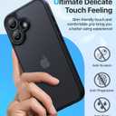 Shockproof for iPhone 16 Case, [Full Camera Protection] [Military-Grade Drop Protection] Protective Anti-Yellow Slim Translucent Matte Skin-Friendly for iPhone 16 Phone Case, Black