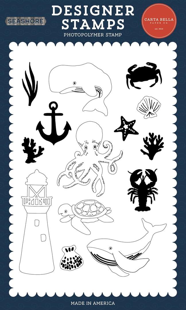 Echo Park Paper Seashore: Sea Creatures Stamp Set, Various