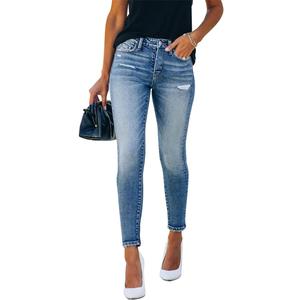 KUNMI Women's Ripped Skinny Jeans Distressed Stretchy Denim Pants (16, M003-blue)