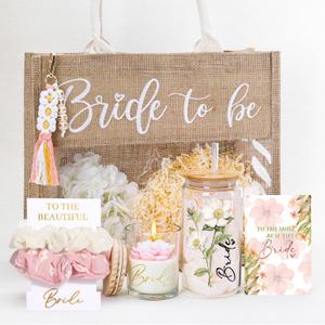 Bridal Shower Gifts for Bride to Be,Bachelorette Gifts Wedding Engagement Gift for Bride,Bridal Tote Bag Glass Cup Gift