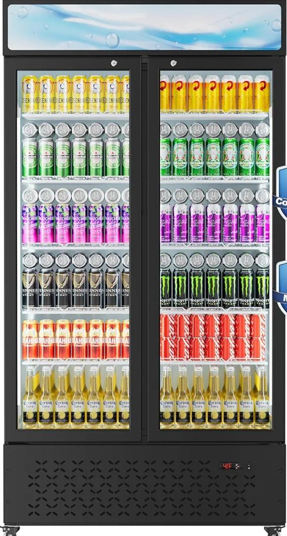 Beverage Cooler Commercial Refrigerator 30.2 Cu.Ft. Glass Door Display Refrigerator with LED Light, 10 Shelves, Display Commercial Beverage Refrigerat