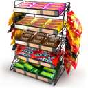 DS THE DISPLAY STORE 5 Tier Candy Display Rack, Large Snack Organizer For Countertop, Home Theatre Portable Concession Stand Snack Display, Black Metal Shelf With 12 Clips