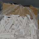 1,000 Plastic Disposable Cutlery Bulk Variety Pack White Medium Weight Includes 334 forks, 333 knives, 333 soup spoons, Disposable Silverware Plastic Cutlery