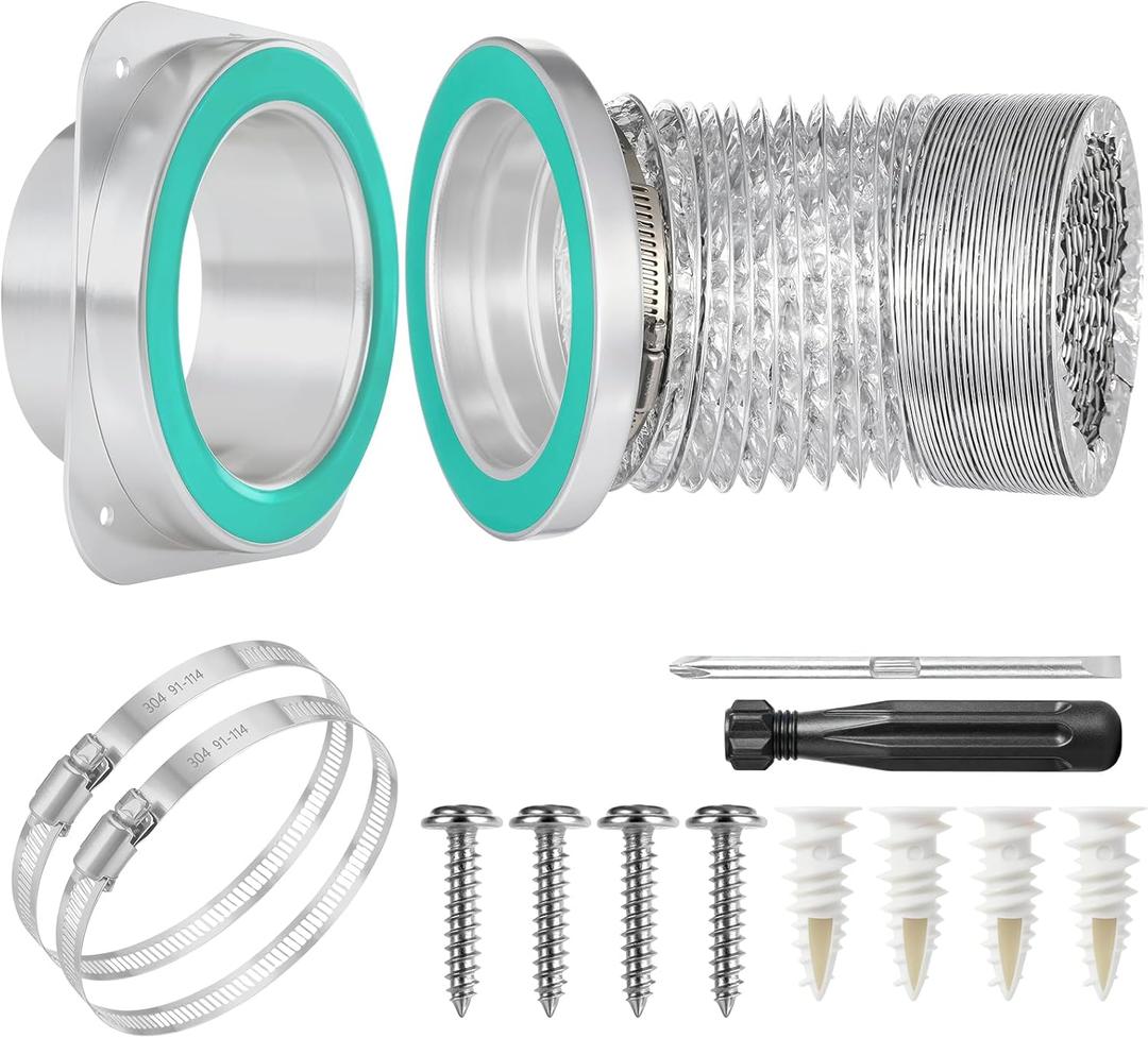 Magnetic Dryer Vent Coupling Connector Kit, DV180 Airtight Seal Coupling, Strong Magnet Quick Connection Self-Alignment Easy to Clean Included a 3ft 4" Duct & 2 Clamps
