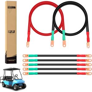 10L0L 3 Awg Golf Cart Heavy Duty Battery Cables for 48 Volt Club Car DS & Precedent 1994 Up, 7 PCS Pure Copper Golf Battery Wiring Cables, 14"+41" Long