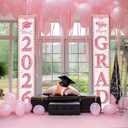 Graduation Decorations 2026, Pink Congrats Grad Banner Porch Door Banners Graduation Party Decorations Class of 2026 GRAD Decor Schools Grades (Pink)