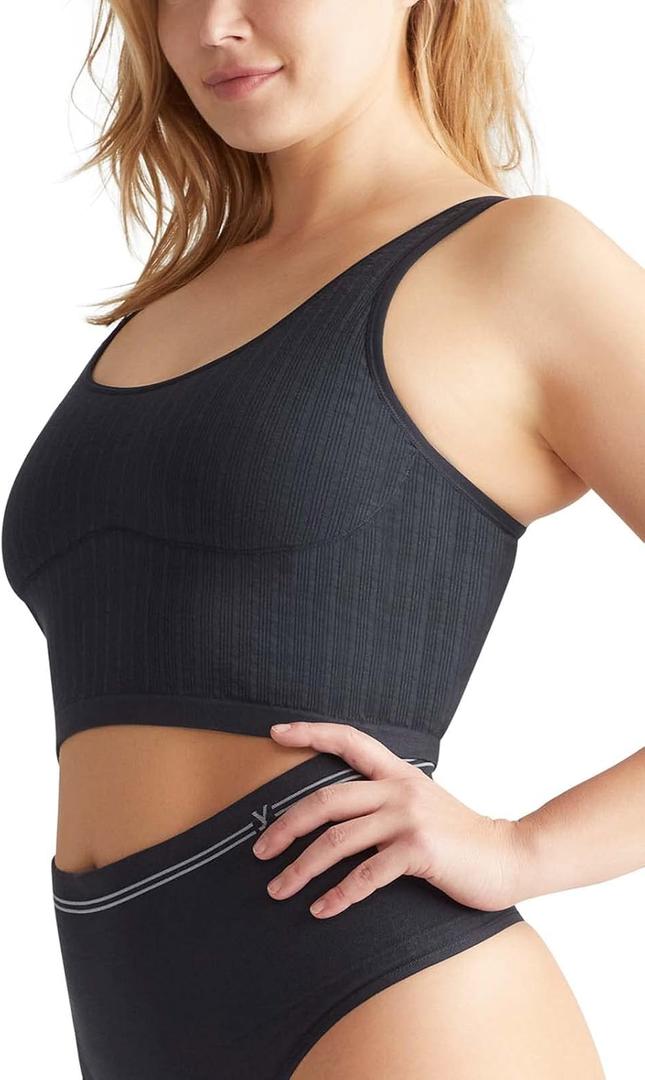 Yummie Women's Jules Seamless Longline Bra Top (Medium-Large, Black)