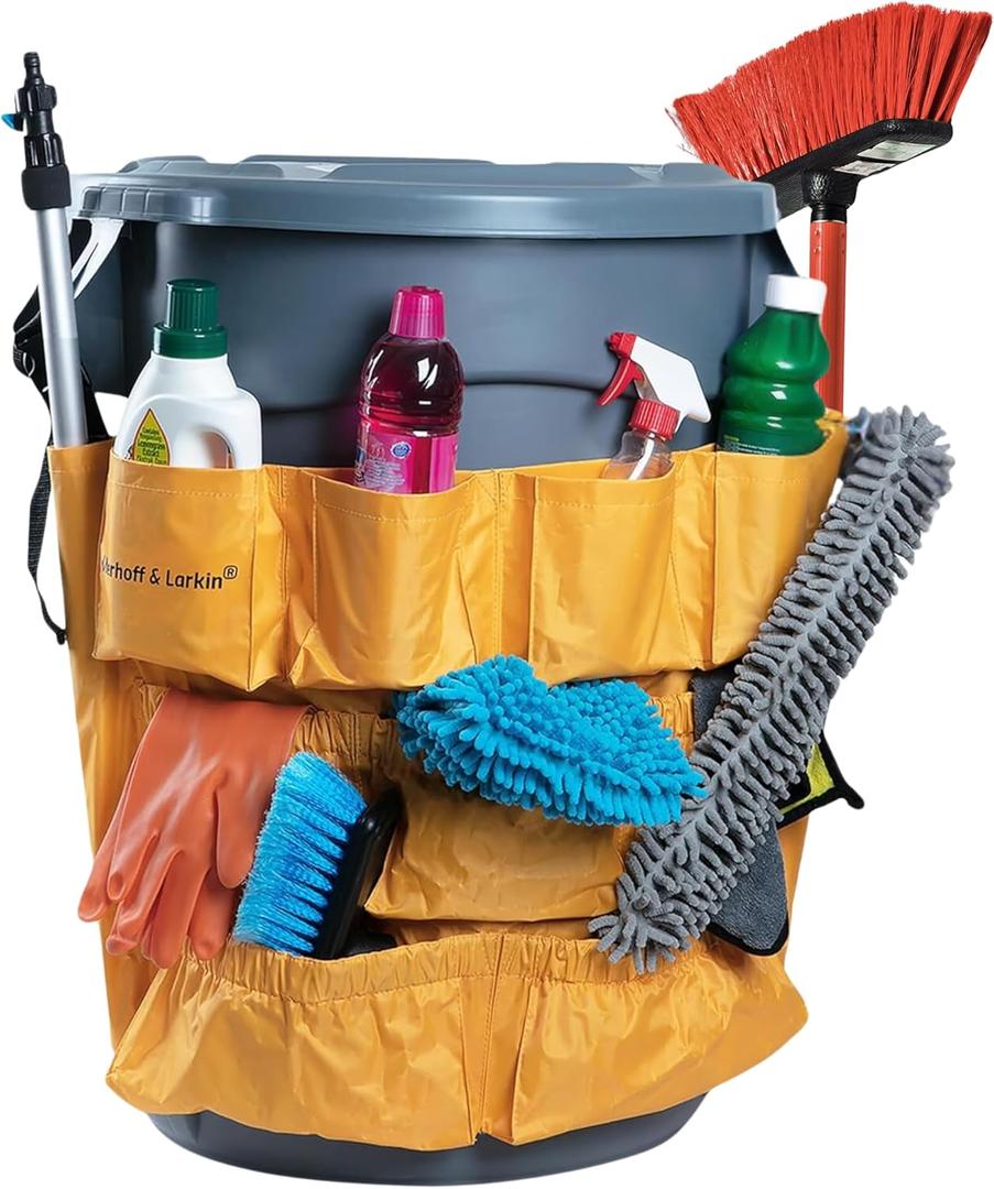 Trash Can Caddy Bag | Fits 32-55 Gallon Can | Brute & Uline Compatible | Heavy Duty Vinyl | Garbage Bin Apron | XL Commercial Size | Cleaning Caddy Organizer | Custodian & Janitorial Supplies (1 Pack) Trash Can Caddy Bag | Fits 32-55 Gallon Can | Brute & Uline Compatible | Heavy Duty Vinyl | Garbage Bin Apron | XL Commercial Size | Cleaning Caddy Organizer | Custodian & Janitorial Supplies (1 Pack)