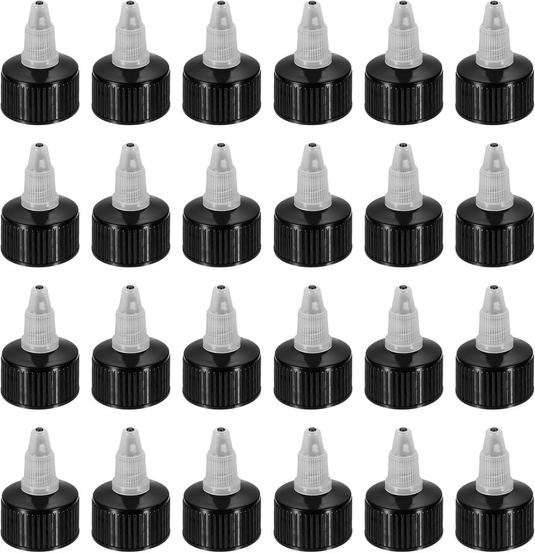 MECCANIXITY 30 Pack Twist Top Cap 28/410 Black Dispensing Squeeze Bottles Replacements Caps for Crafts, Arts, Glue, Liquids