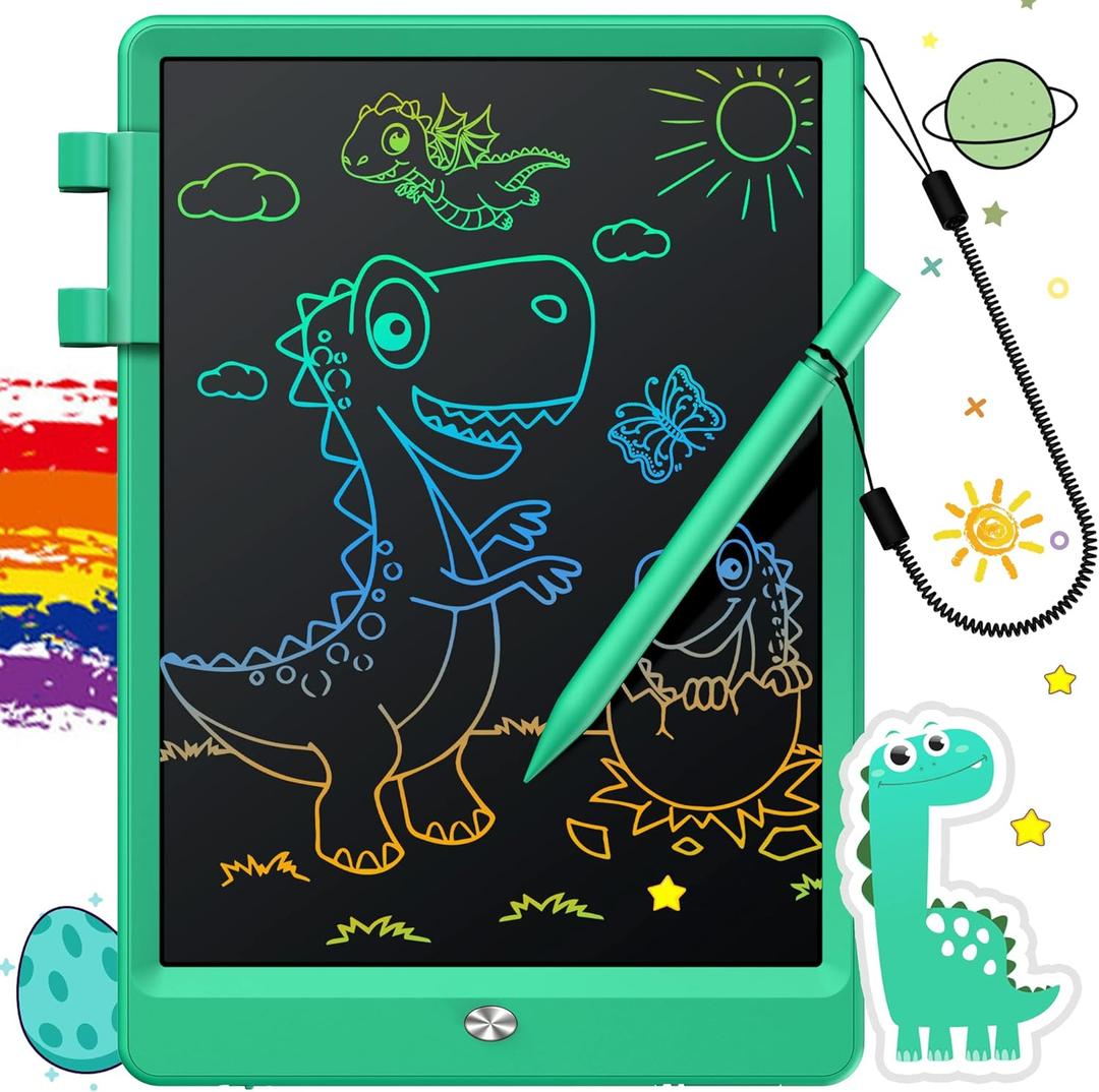 FLUESTON LCD Writing Tablet, Doodle Board Toys Gifts for 3-8 Year Old Girls Boys, 10 Inch Colorful Electronic Board Drawing Pad for Kids, Gifts for Toddler Educational Learning Travel Christmas, Green (11"W x 7.5"H)
