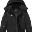 Boy's Winter Snow Coat Kids Warm Ski Jacket, Waterproof Fleece Snowboard Jackets Windproof Outdoor Hooded Raincoat (11-12, Black)