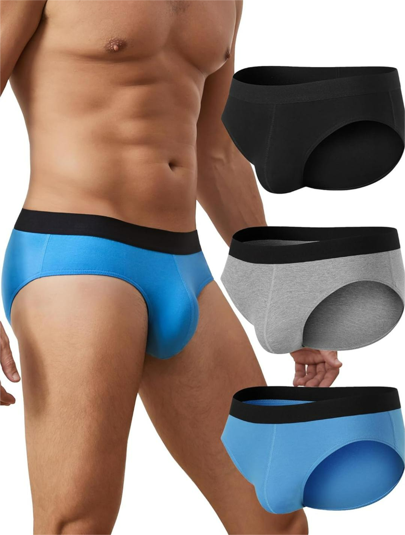 Men's Cotton Briefs Underwear Stretch Low Rise Briefs 4Pack