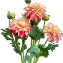 3 Pieces Pink Artificial Dahlias,21"Silk Flowers with Stems,Winter Flowers Artificial for Decoration,Long Stem Artificial Flowers for Tall Vase,Wedding Party Decor Spring Decorations for Home (Pink)