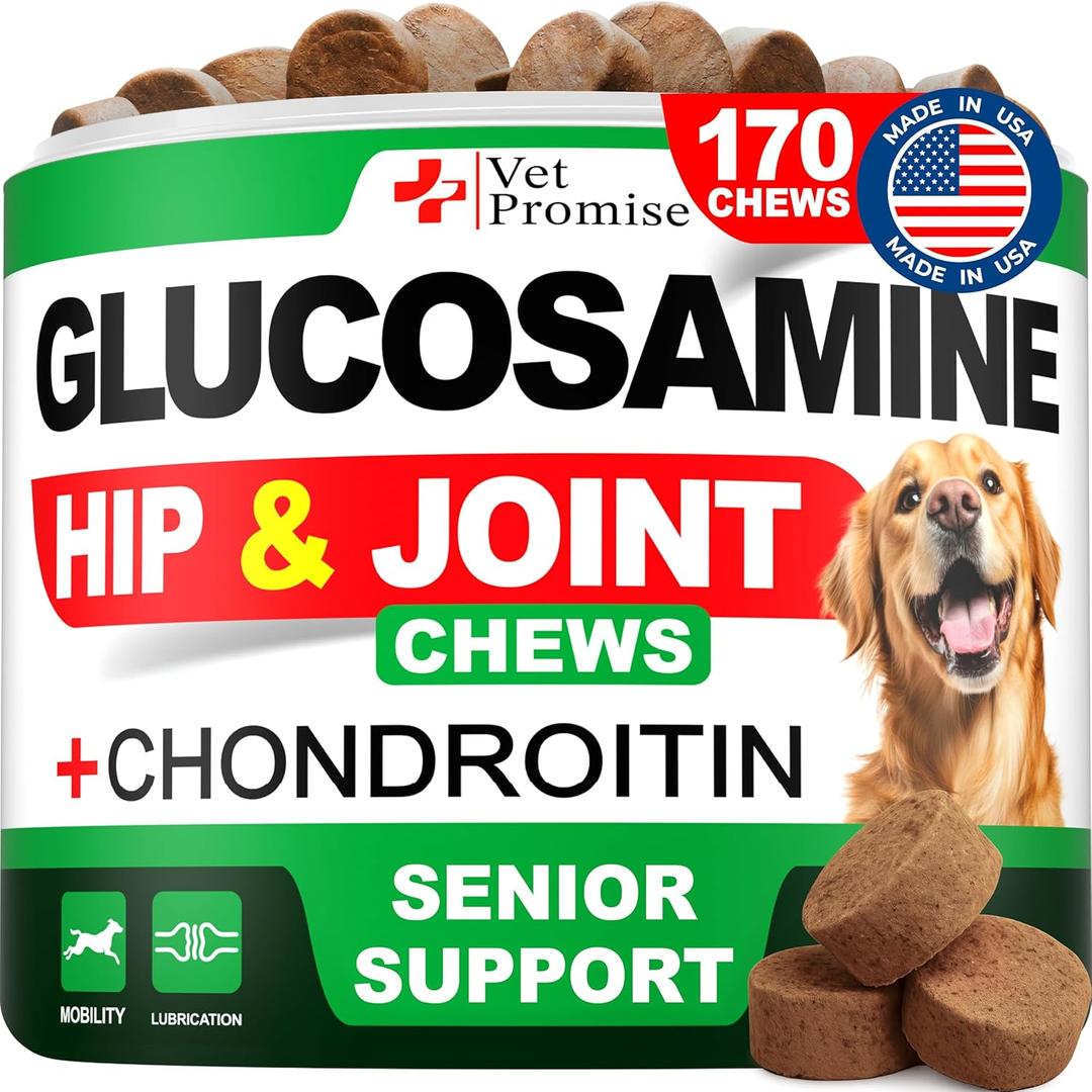 Advanced Glucosamine for Dogs - 170 Chews - Senior Hip and Joint Supplement for Dogs - Glucosamine Chondroitin - Dog Joint Health Pain Relief Pills - MSM - Mobility Support Supplement - Made in USA