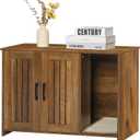 DWANTON Litter Box Enclosure, Cat Litter Box Furniture Hidden, with Scratching Mat, Wooden Cat Washroom Indoor, 31.5" L x 19.7" W x 21.7" H, Warm Brown