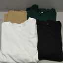 4 Pack Women's Thermal Long Sleeve Shirt Ribbed Cotton Slim Tops Crew Neck Basic Undershirt Stretch Layer Blouses (Large, Olive Green, Khaki, White, Black)