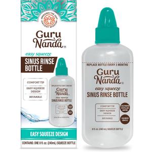 GuruNanda Sinus Rinse Bottle - Comfort Tip for Natural Nasal Irrigator Relief for Adults & Kids - 240ml Capacity
