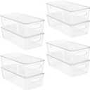 Vtopmart 8pcs Clear Organizers and Storage Bins with Lids, Stackable Plastic Storage Containers with Handles for Fridge, Freezer, Pantry, Cabinet, Kitchen Organization