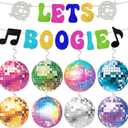 80's 90s Disco Themed Party Decorations Let's Boogie Banner Disco Ball Hanging Swirls Backdrop 70s Hanging Decor For Classroom Throwback Party Decorations Back To 60s 70s 80s 90s Dance Decade Party
