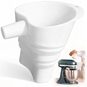Palksky Flour Funnel Silicone for Kitchen Aid Standing Mixer, Foldable Flour Infundibulum Stand Mixer Attachment for KitchenAid, Dishwasher-Safe