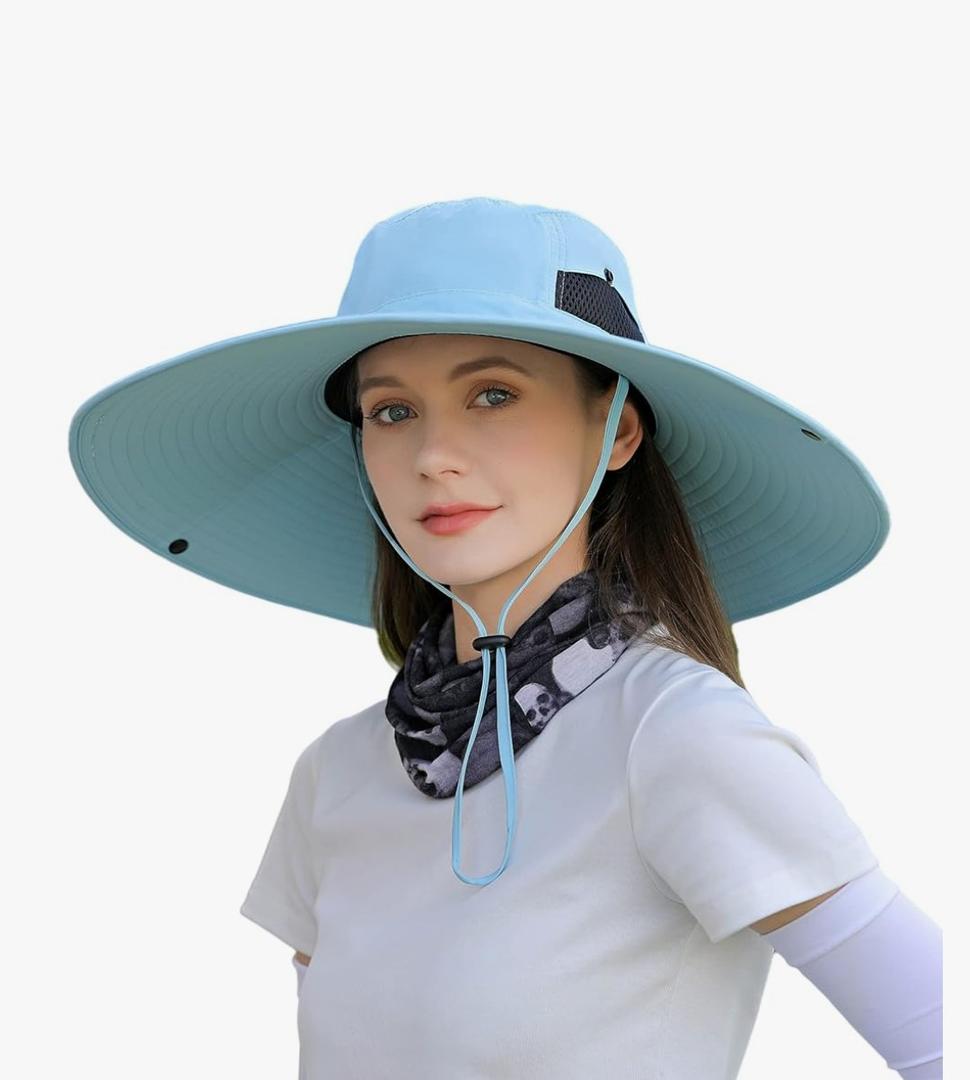 No Brand Wide Brim Sun Hat for Men Women UV Protection Ventilated Summer Hats for Fishing Hiking Garden Beach 56-60cm