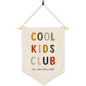 Cool Kids Club, Classroom Decor, Playroom Wall Decor, Welcome Gift, Canvas Hanging Pennant Flag Banner Wall Sign Decor