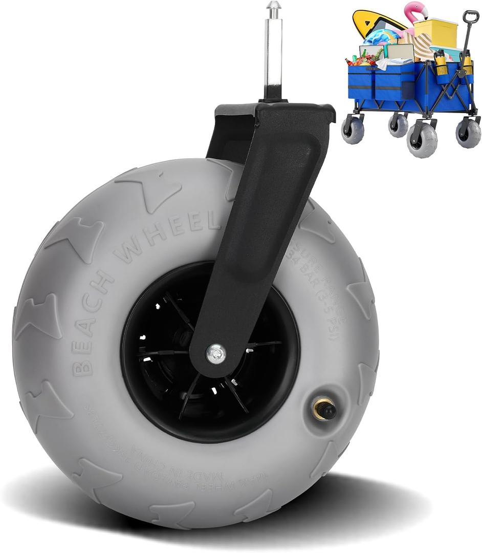 9" Balloon Rear Wheel & Fork Replacement for Catart Beach Wagon â€“ All-Terrain PVC Material Tire, Shock Absorbing, Easy Installation