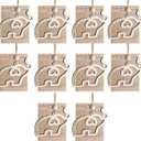 Friendship Elephant Ornament with Gift Card, Best Friend Birthday Gifts for Women, Decorative Hanging Ornament (Natural-10Pcs)